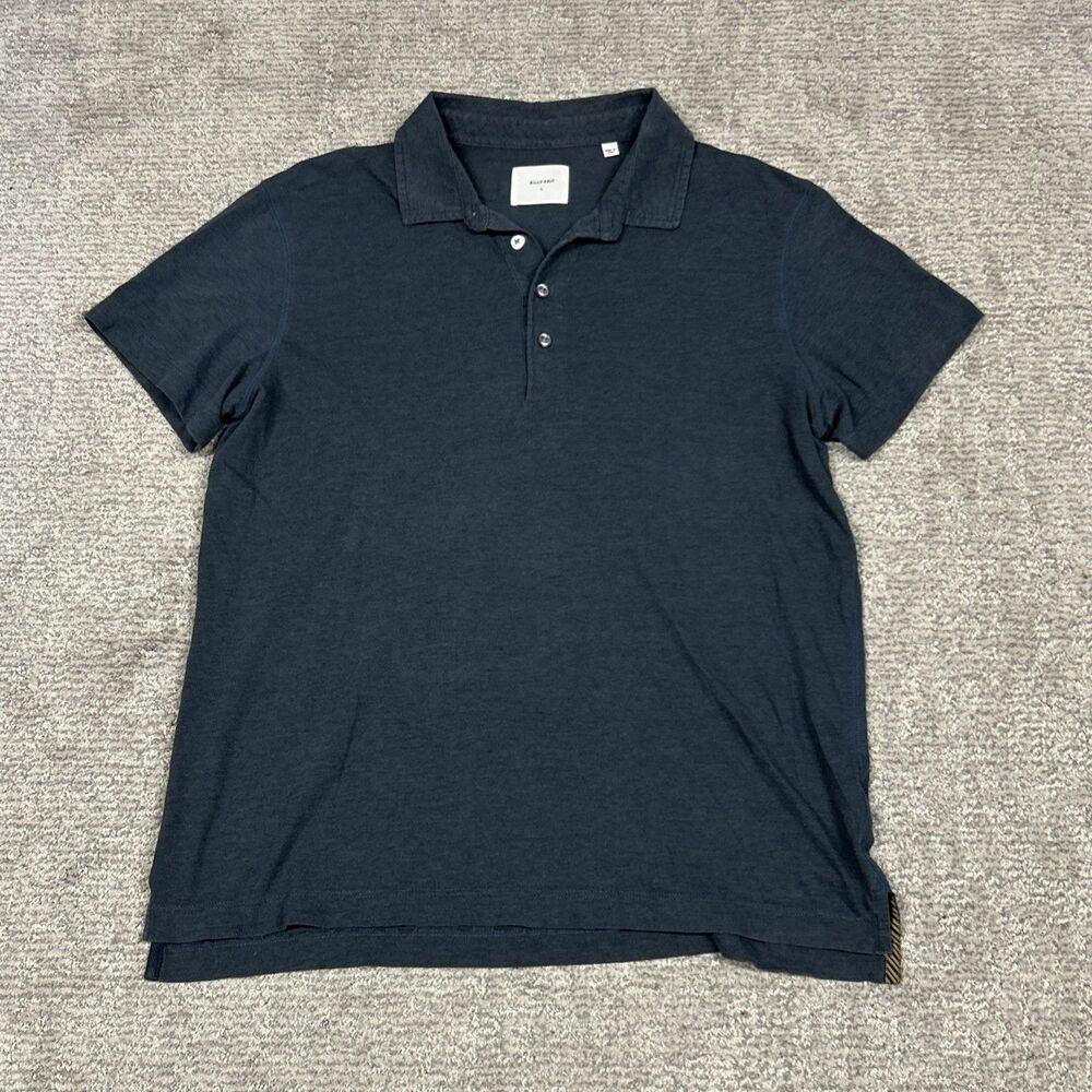 Billy Reid Polo Shirt Mens Large Gray Organic Cotton Lightweight Casual